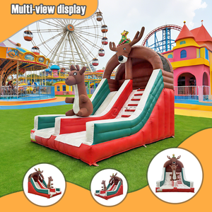 Toboggan gonflable en forme de cerf sur le thème de Noël pour un plaisir familial festif avec des caractéristiques de château gonflable et une décoration de jardin de Noël - Product Image 3