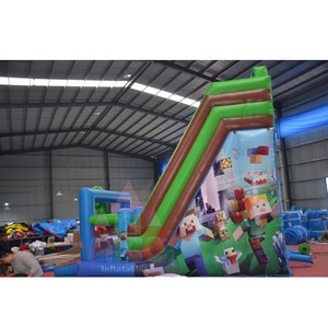 Grand toboggan gonflable vibrant sur le thème du safari avec zone de rebond pour les journées scolaires et les célébrations en parc - Product Image 4