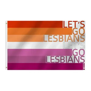 Custom Lets Go Lesbians Pride Parades Polyester LGBTQ 3x5 Ft Lets Go Lesbian Flag Banner