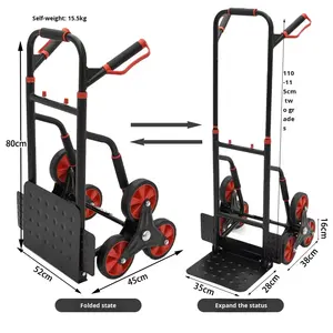 400 किलोग्राम पोर्टेबल फोल्डेबल सीढ़ी चढ़ाई ट्रॉली हैंडकार्ट कार्गो ले जाने वाले ट्रेलर उपयोगिता गाड़ी सीढ़ी सीढ़ी पर्वतारोही - Product Image 3