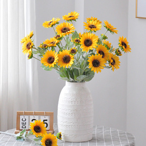 Tige unique de tournesol artificiel Yoshinobu, fleur en soie jaune, bouquet de décoration pour la maison - Product Image 2