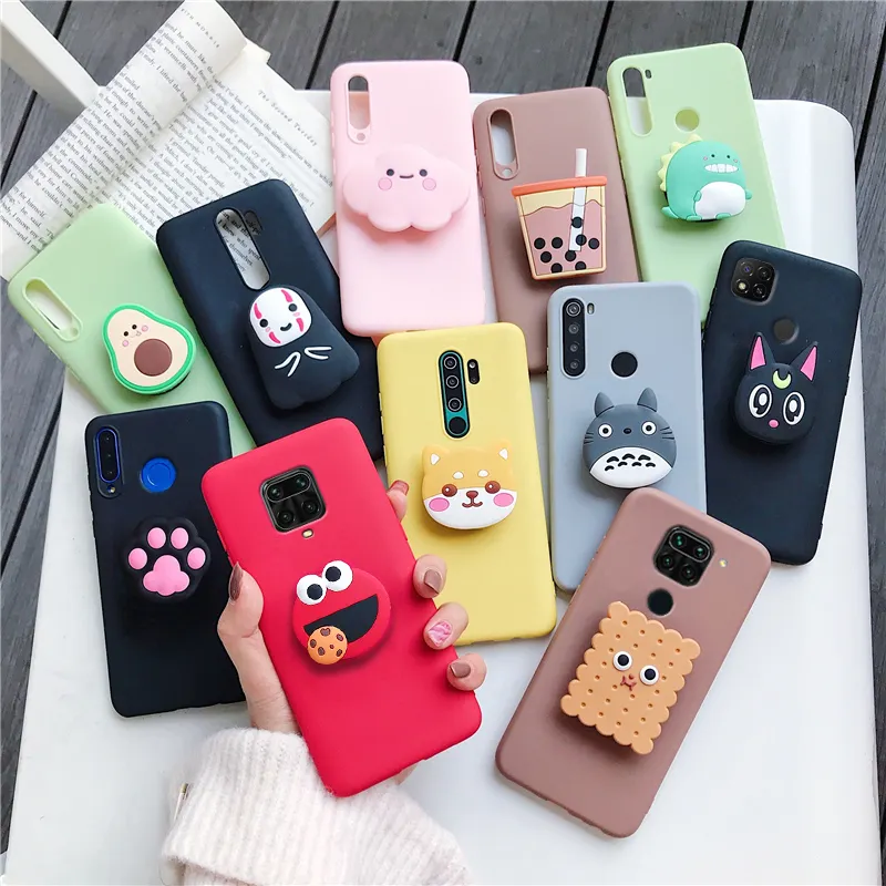 Popular Custom Silicone Stand Cover Cute 3D Cartoon Phone Case For Samsung XiaoMi 11/12 Redmi Note 8 Pro 8T Note 9 Pro 9S 9C 9A