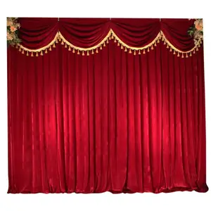 Wholesale Red Stage Curtain Luxury Theater Curtain Stage Decoration Curtain