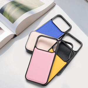 Nouvelle coque en cuir PU pour iPhone <span class=keywords><strong>16</strong></span> 17 Pro Max, couleur unie simple, toucher cuir grainé, étui de protection professionnel pour téléphone - Product Image 6