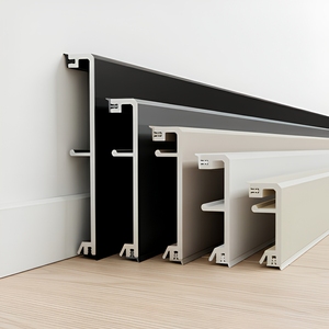 Plinthe en aluminium de 30/40/50/60/80 mm de hauteur - Bordure en bande de caoutchouc, installation facile, pour la décoration du salon, de la chambre à coucher et du couloir - Product Image 1
