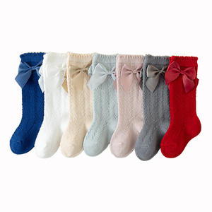 Kaus kaki tabung panjang anak-anak, katun nyaman gaya Princess pita kupu-kupu lucu musim semi musim gugur - Product Image 1