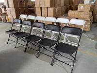 Chaise pliante moderne en plastique PP blanc incassable et métal, résistante aux UV, capacité 450 kg, idéale pour mariages, fêtes, événements et parcs