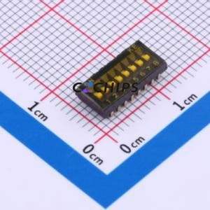 DSHP08TJGET DIP Switch SMD-16P,5.4x11.8mm Switch Flat Toggle, Groove Type Single Pole Single Throw 8 J-Lead - Product Image 1