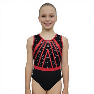 Leotardos de Gimnasia Personalizados para Niñas, Estilo Moderno, con Estampado por Sublimación, sin Mangas, con Pedrería, 100% Nailon - Product Image 1