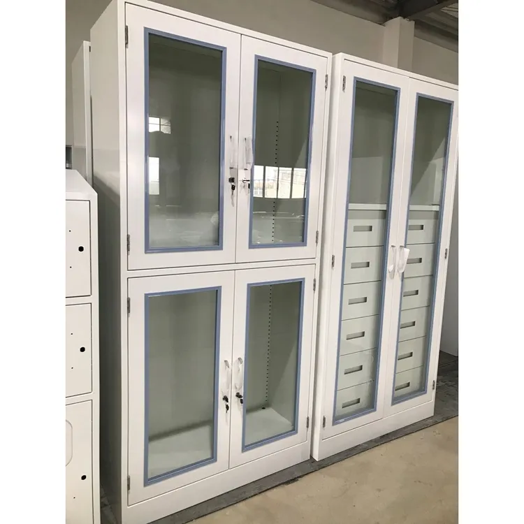 Belle et sûre armoire en acier de laboratoire avec porte en verre bon stockage de capital de charge armoire de meubles de laboratoire