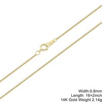 Chaîne maille forçat 0,8 mm ajustable en or massif 14 carats, vente chaude, collier en gros pour femme, chaîne simple en or pour filles