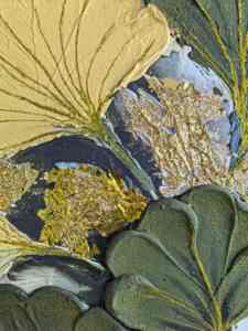 Grande <span class=keywords><strong>Peinture</strong></span> à l'Huile sur Toile Texturée de Luxe avec Motif Floral Ginkgo pour Salon <span class=keywords><strong>Moderne</strong></span> - Product Image 2