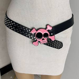 Cinturón Y2K con Hebilla de Calavera Gótica, Accesorio para Halloween, Cinturón Punk con Remaches para Mujer - Product Image 1