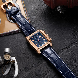 Montres pour homme Megir 2028, marque originale, montres à quartz en cuir tendance, montres de luxe pour homme, montre chronographe carrée - Product Image 4