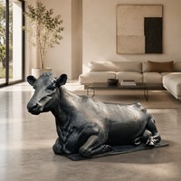 Sculpture de vache couchée en bronze, artisanale, technique de la cire perdue - Patine personnalisée et dimensions sur mesure, sculpture en bronze