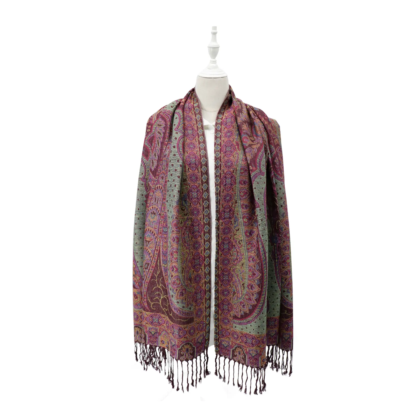 All'ingrosso sciarpa Jacquard di alta qualità paisley pashmina sciarpa scialle avvolti con nappe per le donne