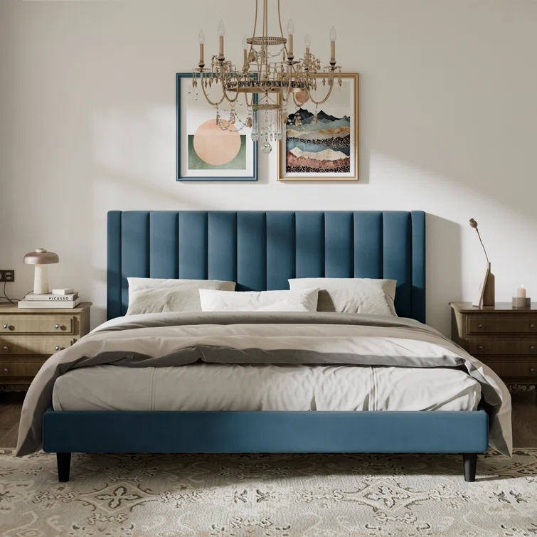 Durable Bed Frame Solid Wood With Headboard Double Queen King Size