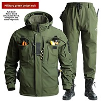 Ensemble de veste pour homme en polaire tissée thermique, coupe-vent, imperméable, résistant au froid, pour le cyclisme, les voyages, la pêche, automne-hiver