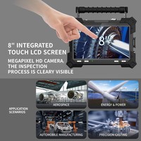 Boroscopio Industrial con Pantalla Táctil HD de 6 mm y 8'', Articulación de 360°, Clasificación IP67, Iluminación LED, 3 Horas de Duración de la Batería, para Turbinas
