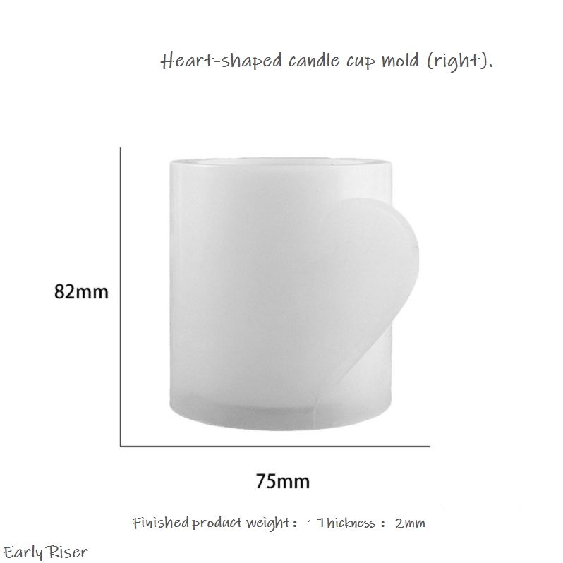 Molde de taza de vela en forma de corazón (derecha).