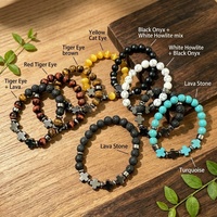 Bracelet extensible en pierre naturelle hématite croix 8mm, œil de tigre, turquoise, lave – Guérison, cadeau religieux, vente en gros OEM