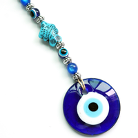Pendentif porte-clés en cristal de verre bleu bohème turc grec avec œil maléfique, souvenirs de voyage pour filles, breloques de sac, amulette décorative murale
