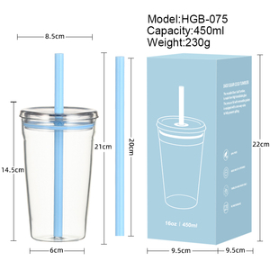 Novo 450ml Copo de Água de Vidro Transparente com Tritan Straw & Lid Café & Milkshake Garrafa Copo Personalizado Logo Escritório Beber Caneca - Product Image 3