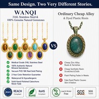 Collier pour femme WANQI Fashion Jewelry, plaqué or 18 carats, acier inoxydable, pendentif ovale, turquoise, lapis-lazuli, agate, pierre naturelle