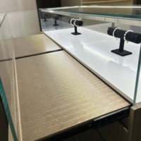 Idée de design pour bijouterie : Meuble de présentation en bois pour bijoux, comptoir de présentation, vitrine murale pour bijoux, vitrine de salle d'exposition de bijoux, vitrine pour montres