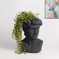 Vente en gros de grands pots de fleurs ronds en céramique personnalisés en forme de David pour la croissance des plantes en plein air, ensemble de décoration intérieure