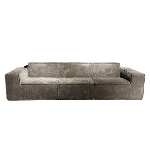 Custom Modern Minimalist Corduroy Three Seater <b>Sofa</b> Square Shape Full Sponge Filling Upholstered Nordic Style Living Room - Product Image 4