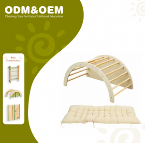 Multifunctional 5 In1 Climbing Frame Rainbow Arch Rocker Sensory Table Montessori Wooden Arched Climbing Frames With Cushion Set - Product Image 1