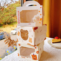Impresión al por mayor de envases personalizados biodegradables de cartones cuadrados para tartas de cumpleaños de 4 "6" con ventanas y tableros para tartas