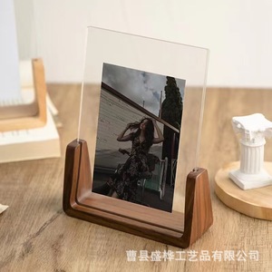 Marco de fotos de acrílico y madera, decoración de mesa en forma de U de madera maciza para el hogar, sala de estar, entrada - Product Image 2