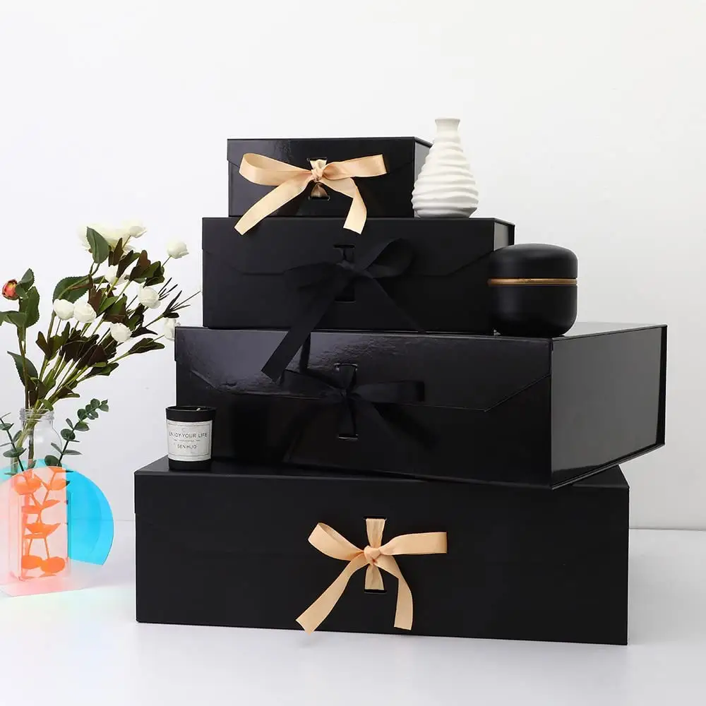 Großhandel benutzer definierte starre Pappe faltbare wieder verwendbare Band Dekoration Weihnachts geschenk box