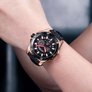 Reloj deportivo para hombre con esfera grande, correa de cuero genuino, movimiento de cuarzo, reloj de pulsera multifuncional - Product Image 2