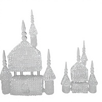 Articles décoratifs en verre texturé 3D, en forme de château, adaptés comme cadeaux de fête pour la saison du Nouvel An