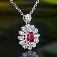 Pendentif ovale en rubis naturel du Mozambique, chaînes plaquées or 18 carats, bijoux fins en pierres précieuses pour femmes, pour mariage, fête ou usage quotidien