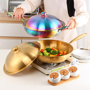 Poêle à frire antiadhésive en acier inoxydable de 36cm avec couvercle pour la cuisine - Product Image 1