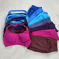 Ensemble de yoga 2 pièces personnalisé sans couture, couleur unie, respirant, séchage rapide, vêtements de sport, leggings de compression doux pour la peau, ensembles de gym