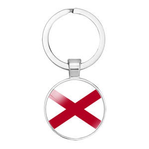 Llavero con Diseño de Bandera de Estados Unidos, Gema del Tiempo, 25 mm, Material Mixto de Vidrio y Metal, Redondo - Product Image 6