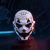 Masque de crâne cyberpunk LED, masque de cosplay futuriste lumineux pour Halloween, casque de costume d'Halloween réglable