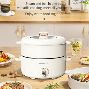 ABEREVE Cuisinière électrique multifonction en acier inoxydable 3L |   1000W |   Antiadhésif |   Casserole <span class=keywords><strong>vapeur</strong></span> |   Commande mécanique |   1 an - Product Image 1