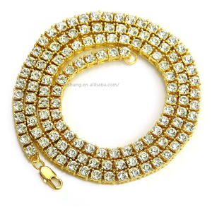 Men's Popular Hip-hop 1-row Necklace, Rhinestone Single-row <b>Ice</b> Buckle King Tennis <b>Chain</b> Necklace Tanjing Fashion - Product Image 1