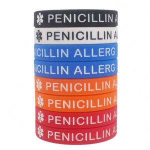 Pulsera de Goma de Silicona para Advertencia Médica de Alergia a la Penicilina, Protección Ambiental y Seguridad Hospitalaria - Product Image 1