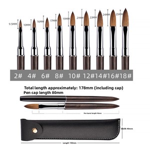 Pincel de visón <span class=keywords><strong>rosa</strong></span> de calidad superior para manicura, con mango de madera de sándalo rojo extendido y cristal Kolinsky, para uso transfronterizo. - Product Image 4