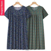 Nouvelle Robe de Nuit Florale Rétro en Coton et Soie à Manches Courtes pour Femmes Âgées, Pyjama d'Été Fin et Confortable