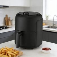 Friteuse à air électrique en plastique de 2,6 L, commande manuelle, forme carrée, efficacité énergétique, revêtement antiadhésif réglable, support pour pot, usage domestique, 1000 W
