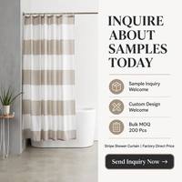 Tirai Mandi Poliester Tahan Air Bergaris Putih Beige Horizontal Dekorasi Kamar Mandi Minimalis Modern