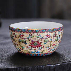 Wholesale Ceramic Enamel Color Gilded Single Retro Cups And Tea Bowls <b>Gift</b> <b>Box</b> Sets - Product Image 6
